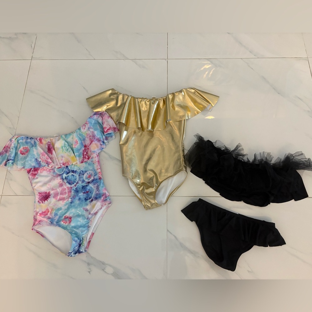 Set of 3 Girls Size 8 Stella Cove Swimsuits with Ruffle & Tulle Details